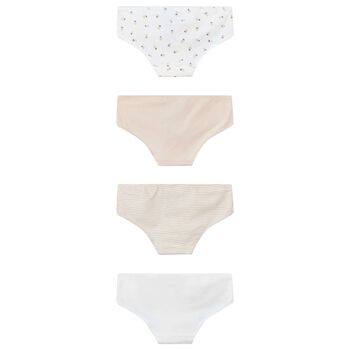 سروال داخلي باللون الوردي و الأبيض للبنات (4 قطع )