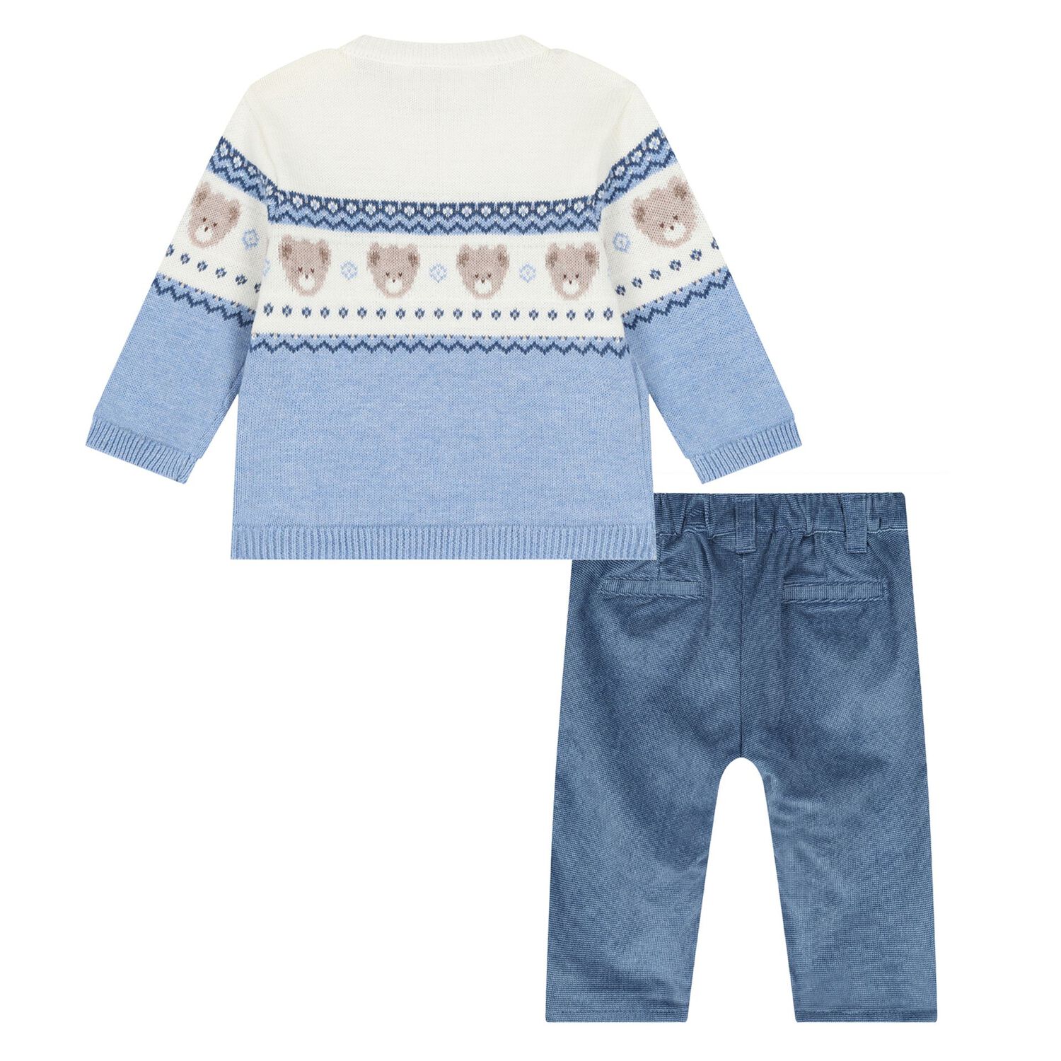 Younger Boys Blue & Ivory Teddy Bear Trouser Set, 1, hi-res