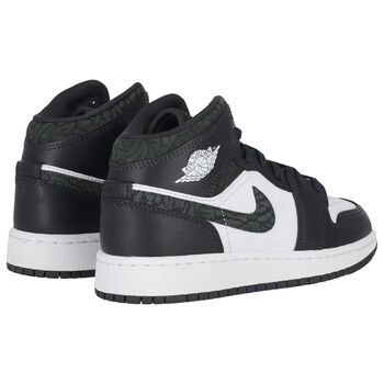 Black, Green & White Air Jordan 1 Mid Trainers