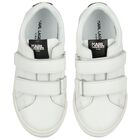 Boys White Ikonik Karl Logo Trainers, 1, hi-res