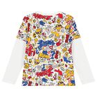 بدلة رياضية أولاد بالشعار باللون الأبيض والكحلي, 1, hi-res