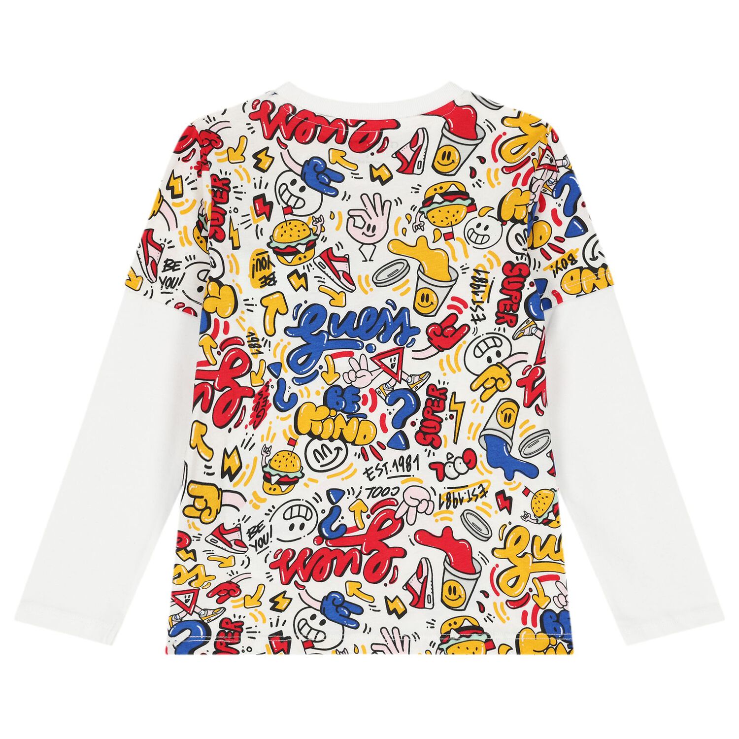 بدلة رياضية أولاد بالشعار باللون الأبيض والكحلي, 1, hi-res image number null