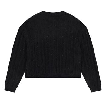 Girls Black Sequin Knit Cardigan