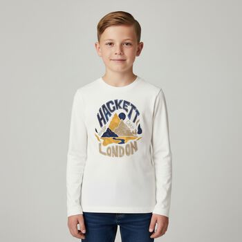 Boys Ivory Logo Long Sleeve Top