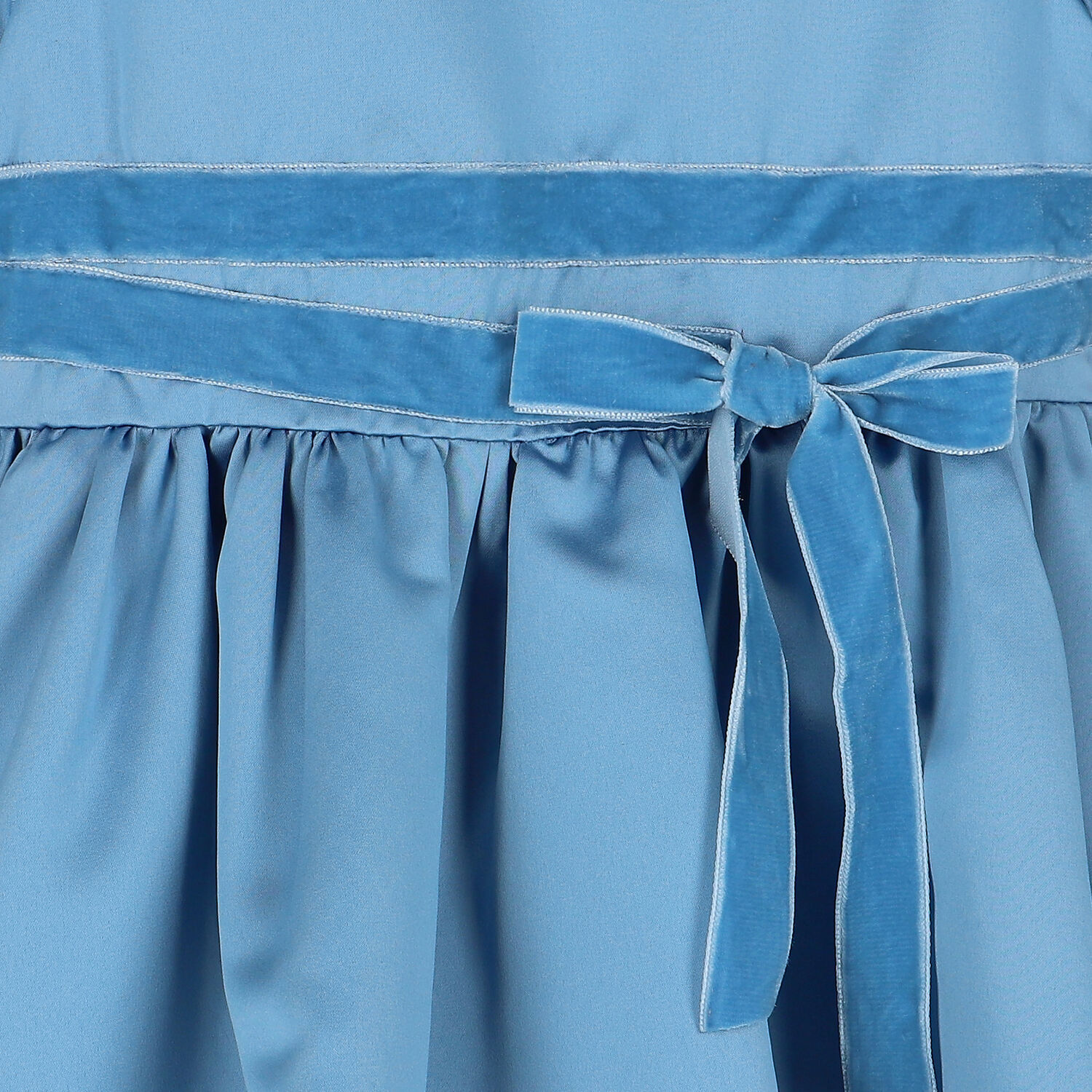 Girls Blue Bow Dress, 1, hi-res