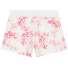 Girls White Cherry Blossom Shorts, 1, hi-res