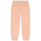 Girls Pink Logo Velour Joggers, 1, hi-res