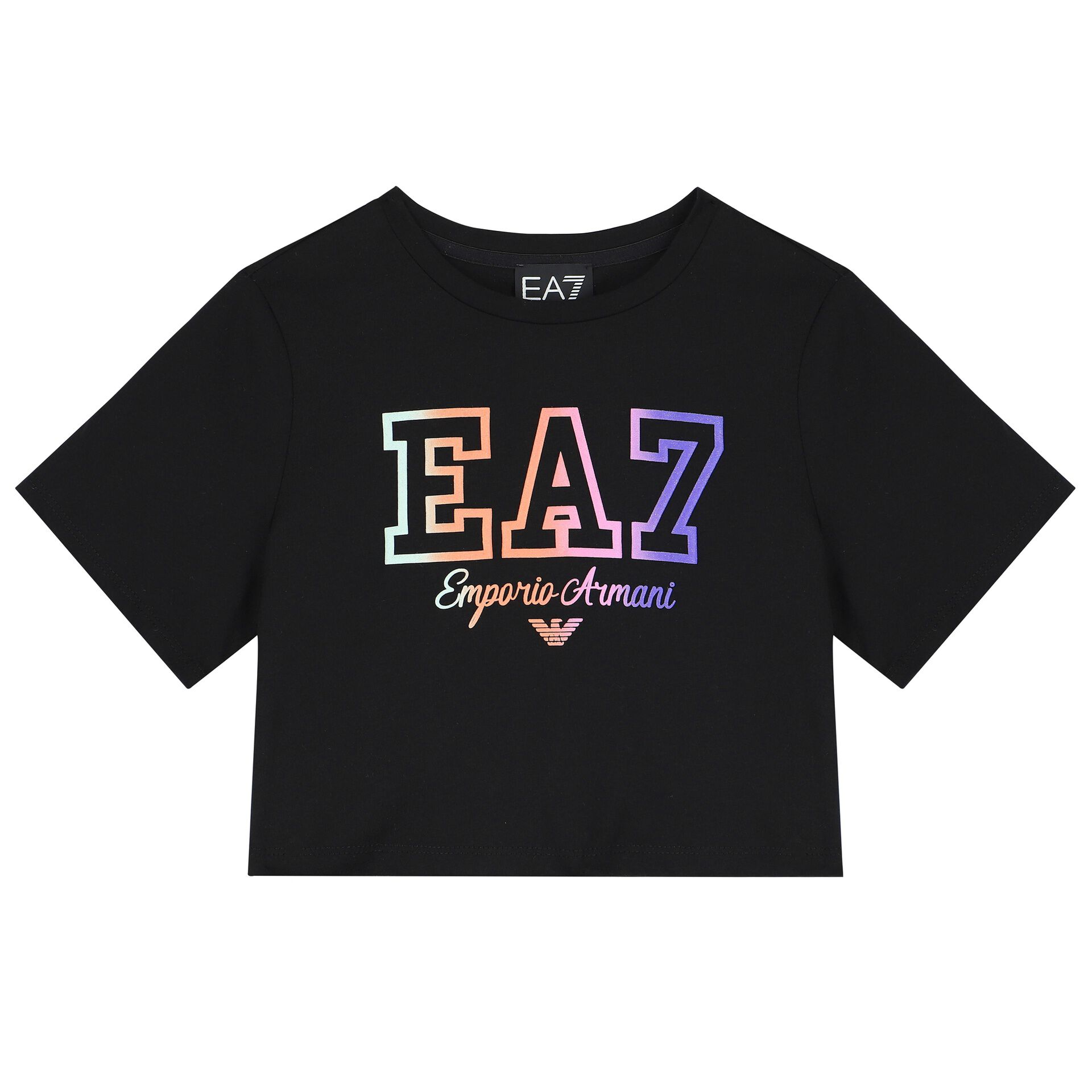 EA7 Emporio Armani Girls Black Logo T Shirt Junior Couture UAE