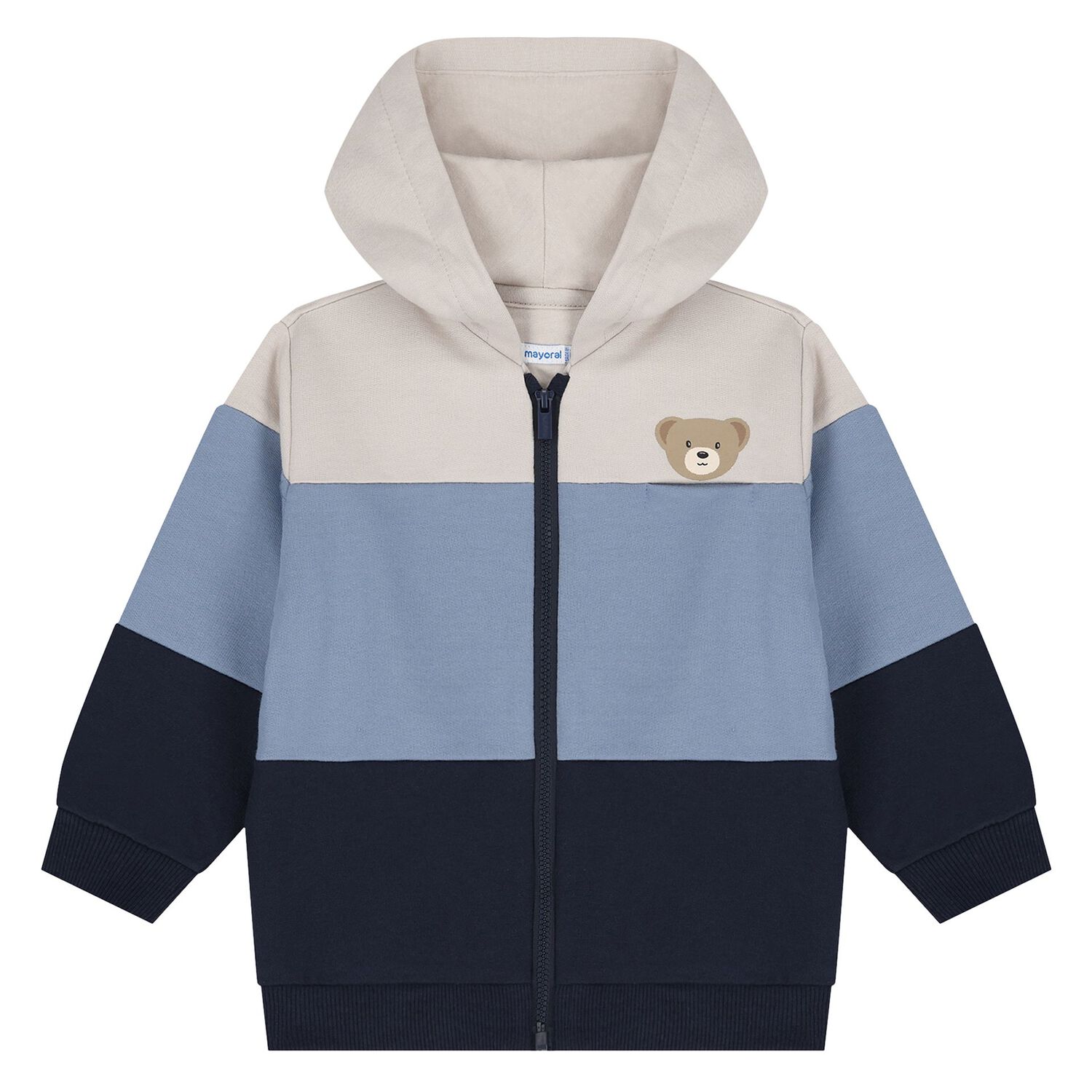 Younger Boys Blue, Beige & Navy Blue 3-Piece Tracksuit, 5, hi-res
