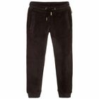Girls black Velour Joggers, 1, hi-res