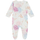 Baby Girls White Floral Logo Babygrow, 3, hi-res