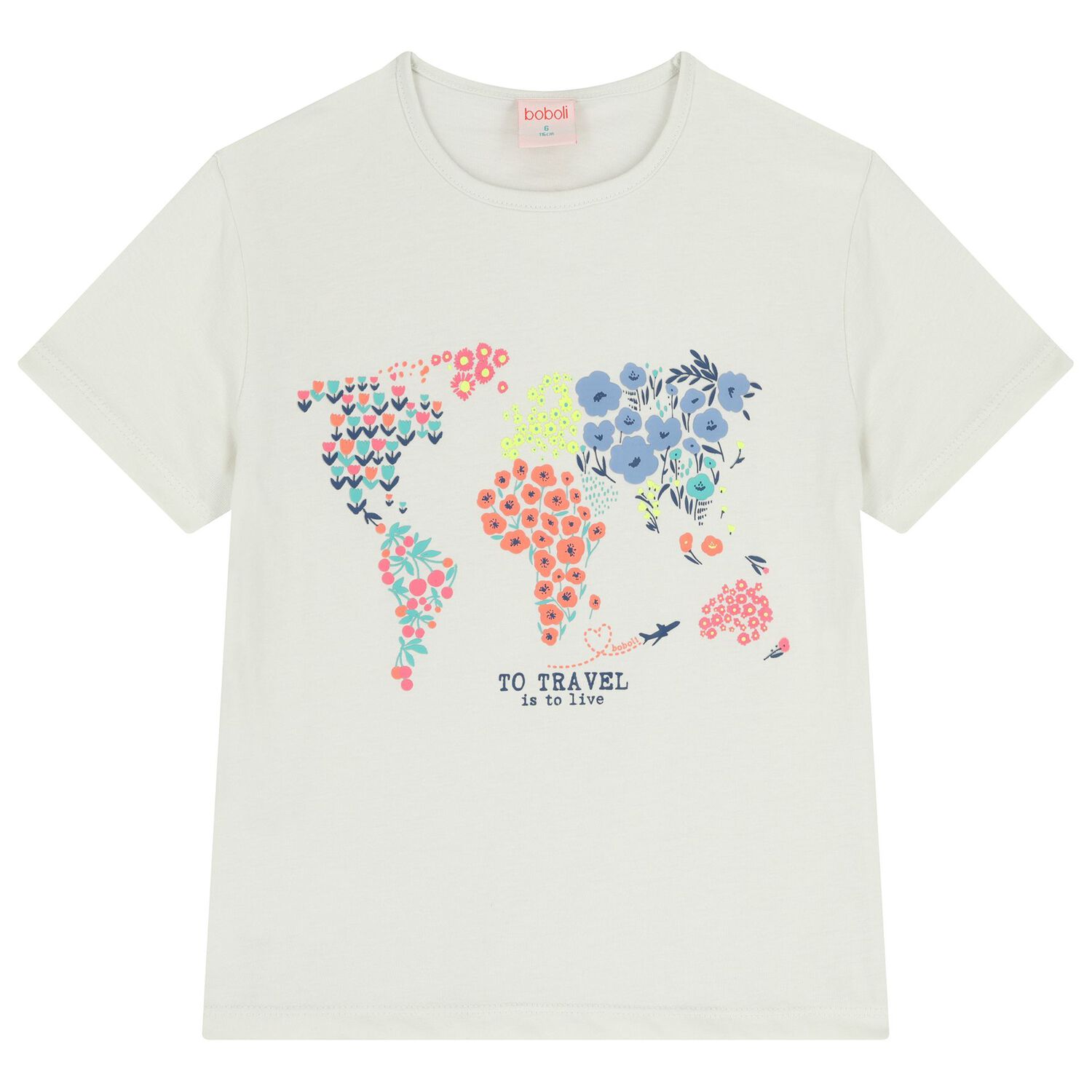 طقم شورت بنات بطبعة الزهور باللون الأبيض و البرتقالي, 1, hi-res