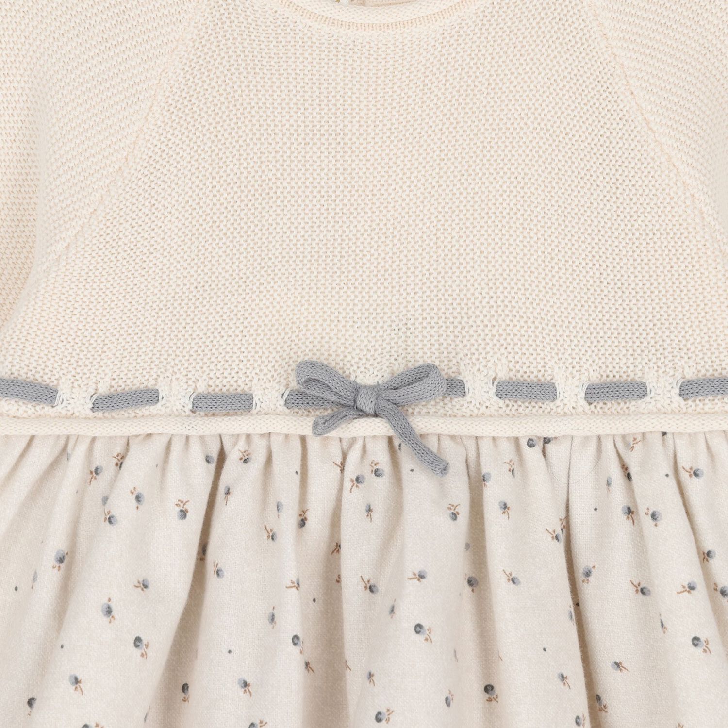 Baby Girls Ivory Knitted Dress, 1, hi-res