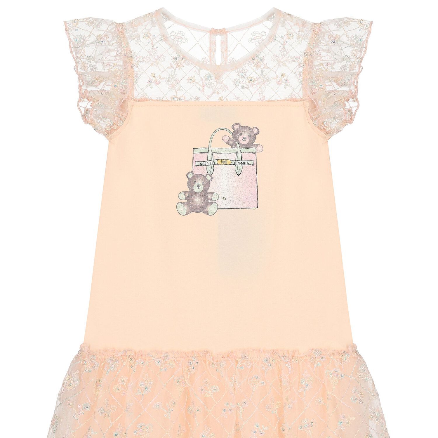 فستان بنات  بطبعة حقيبة باللون الوردي, 1, hi-res