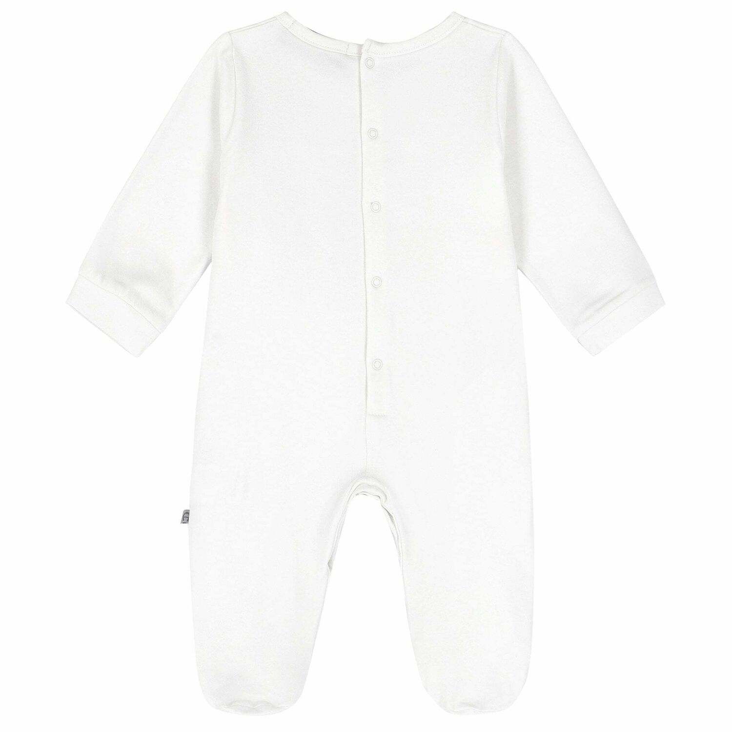 Baby Boys White & Blue Logo Babygrow, 1, hi-res