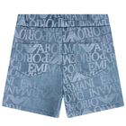 Younger Boys Blue Logo Shorts, 1, hi-res