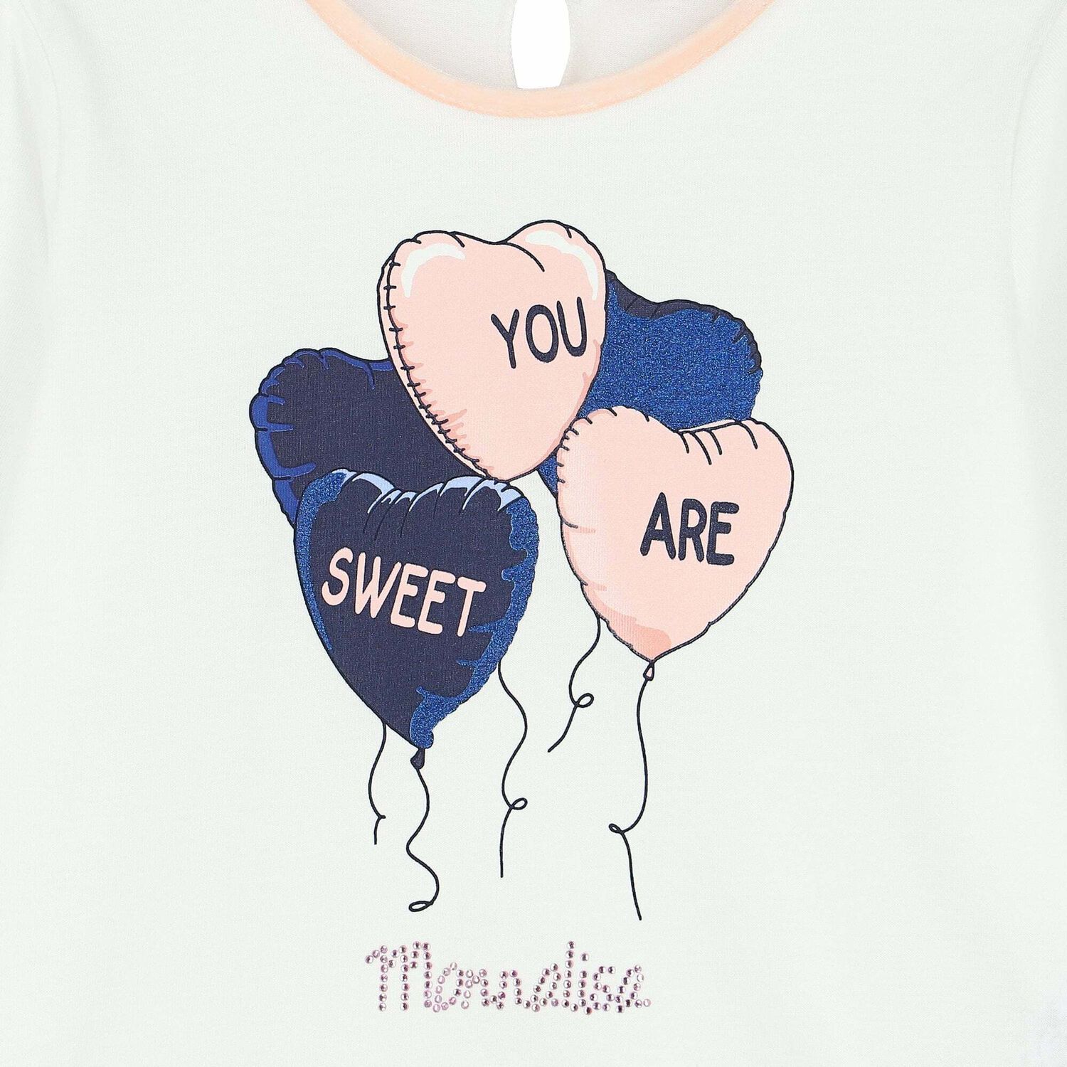 Younger Girls Ivory Balloon Long Sleeve Top, 1, hi-res