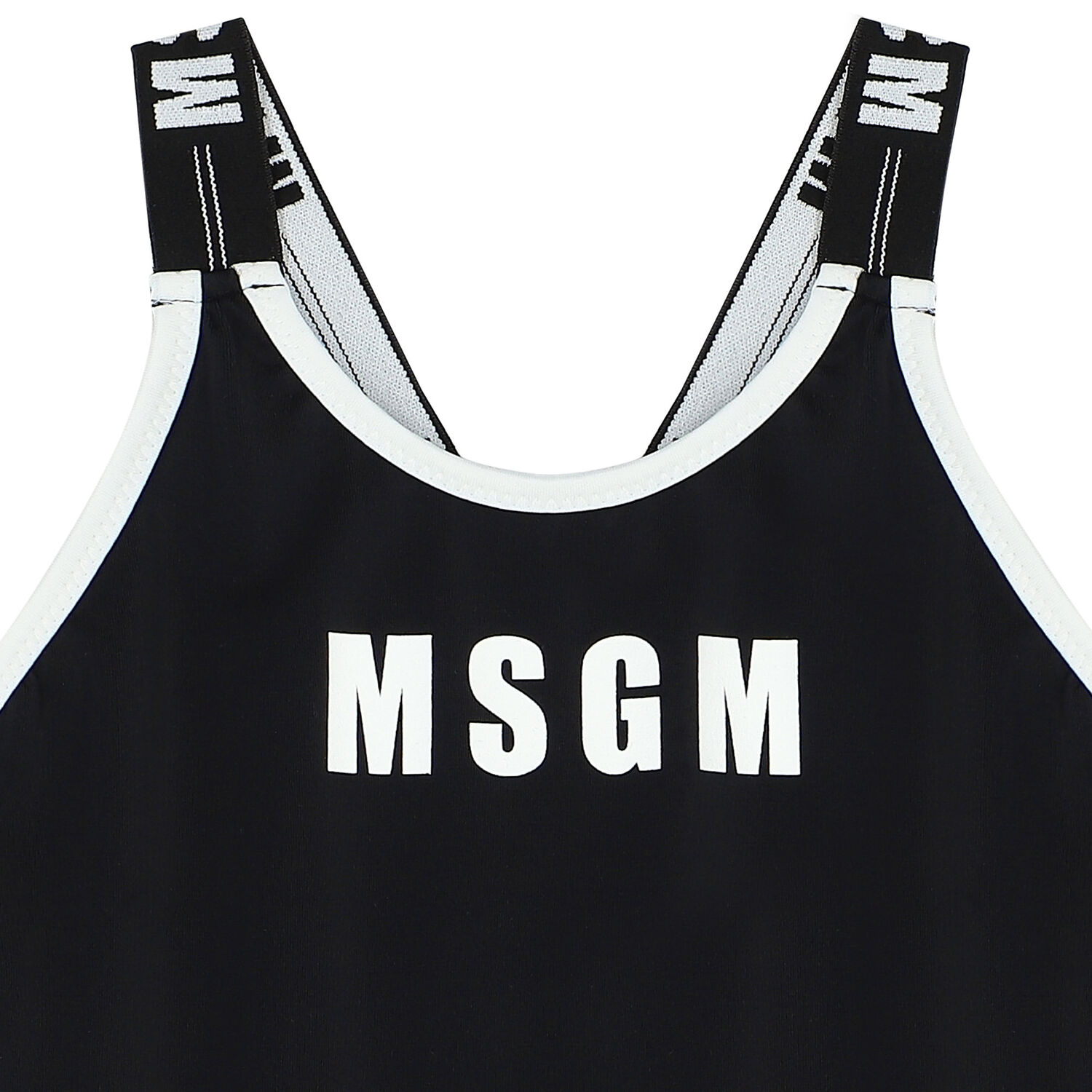 Girls Black Logo Swimsuit, 1, hi-res