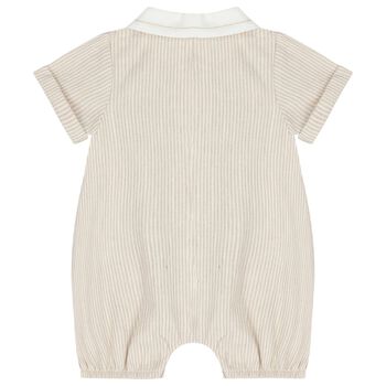 Baby Boys Beige Striped Romper