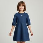 Girls Blue Logo Denim Dress, 1, hi-res