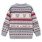 Boys Grey Polar Bear Jacquard Knitted Jumper, 1, hi-res