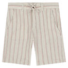 Boys White & Beige Shorts Set, 2, hi-res
