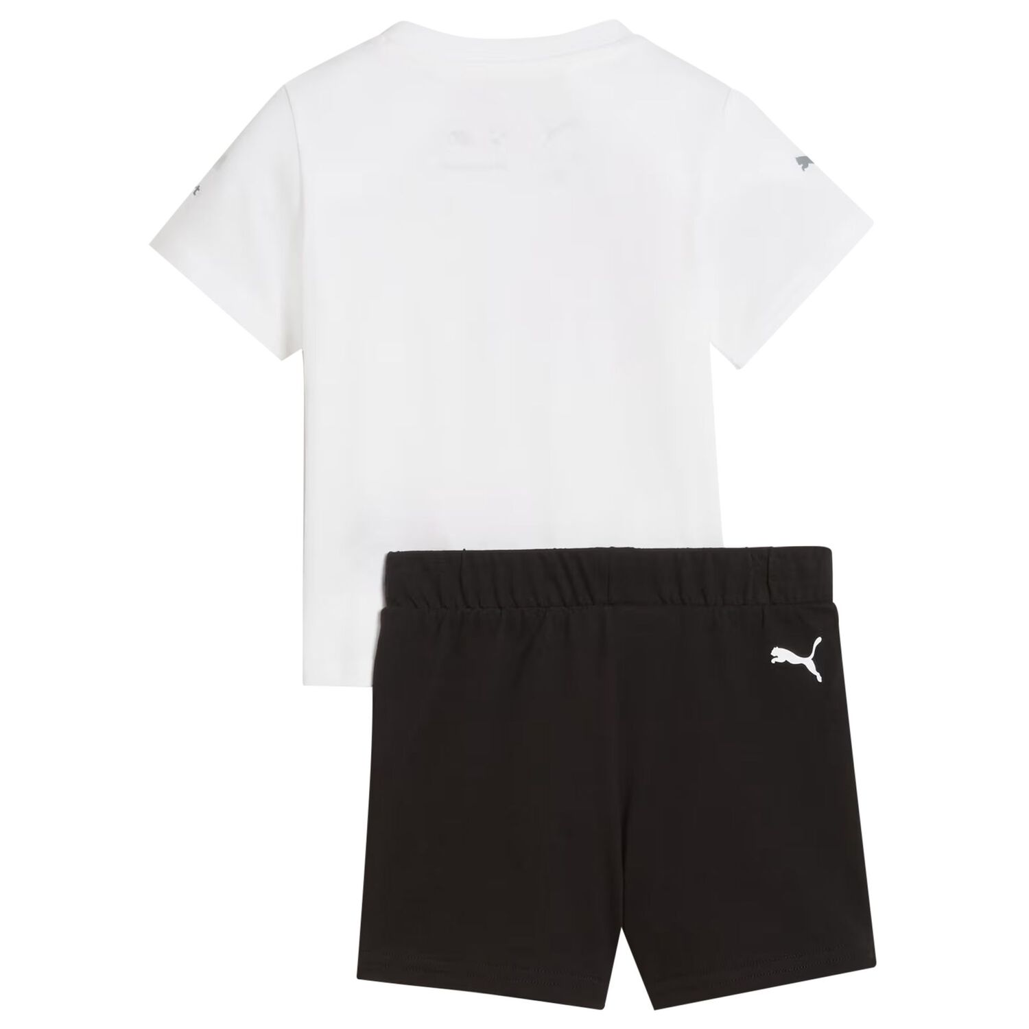 Younger Boys White & Black Logo Short Set, 1, hi-res