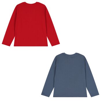 Boys Blue & Red Long Sleeve Top ( 2 Pack )