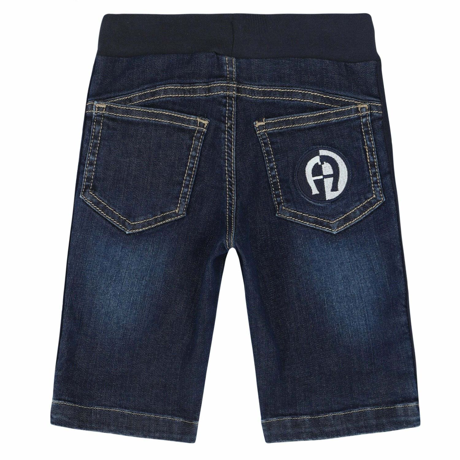 Younger Boys Blue Denim Logo Shorts, 1, hi-res