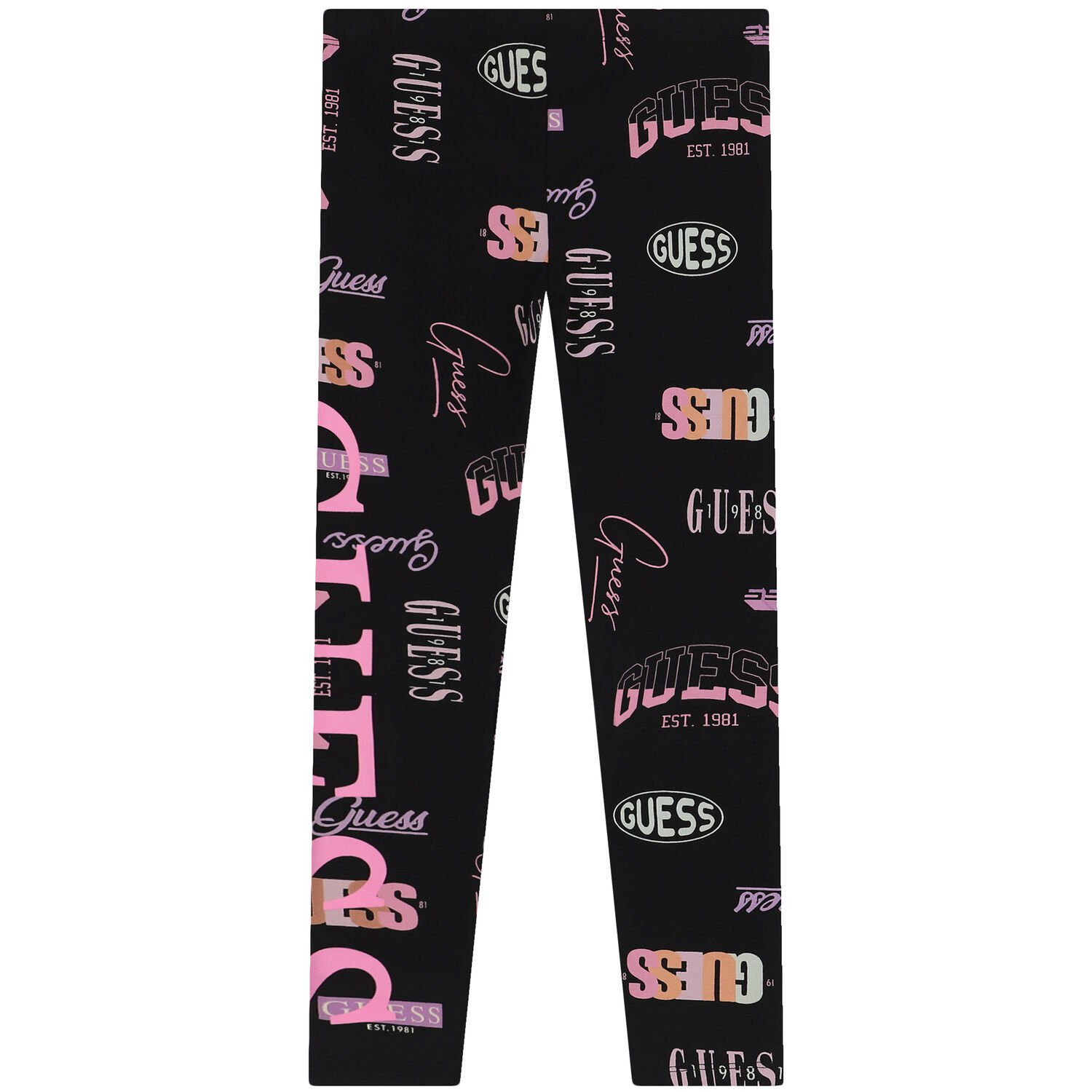 Girls White & Black Logo Leggings, 5, hi-res