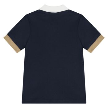 Younger Boys Navy Blue Logo Polo Shirt