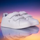 Girls White & Silver Logo Trainers, 1, hi-res