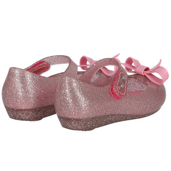 Younger Girls Pink Bow Jelly Shoes