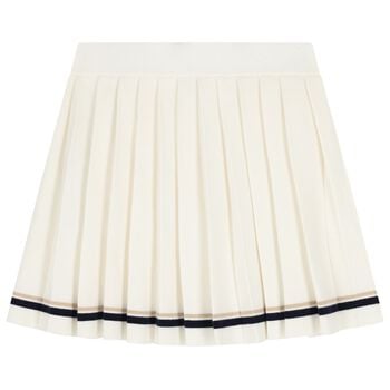 Girls Ivory Logo Knitted & Pleated Skirt 