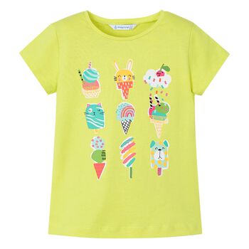 Girl Green Cotton Printed T-Shirt