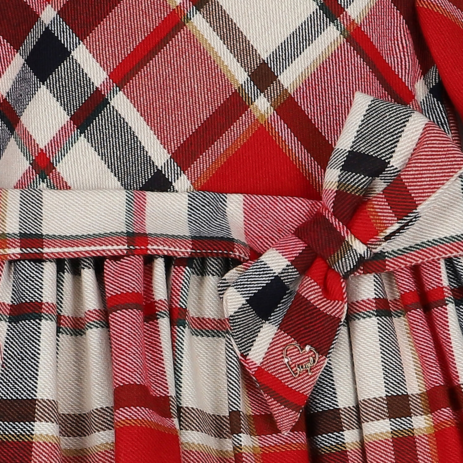 فستان بنات كاروهات باللون الاحمر والعاجى, 1, hi-res