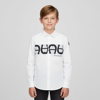Boys White Logo Shirt, 1 Boys White Logo Shirt
