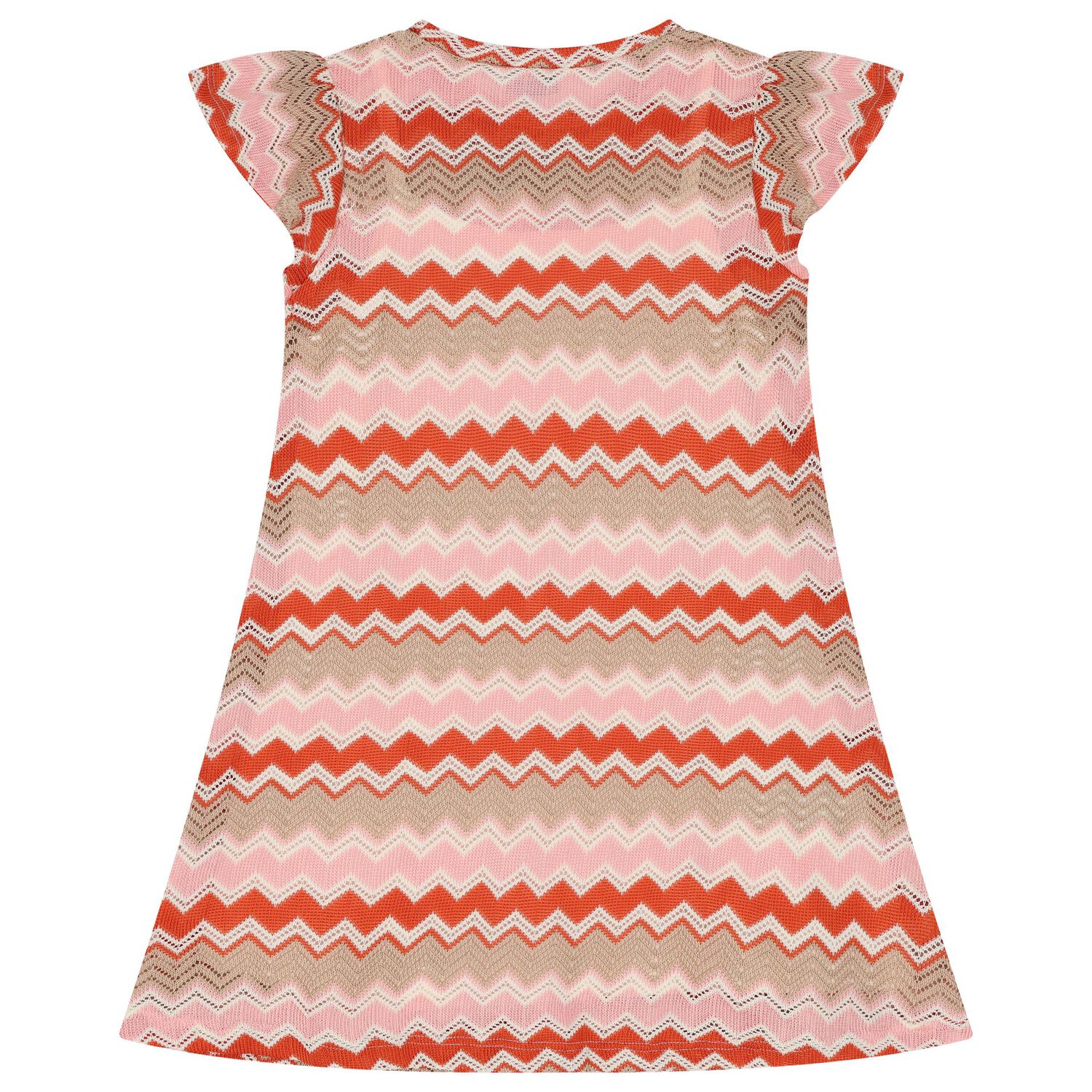 Girls Pink, Orange & Beige Knitted Zigzag Dress, 1, hi-res image number null
