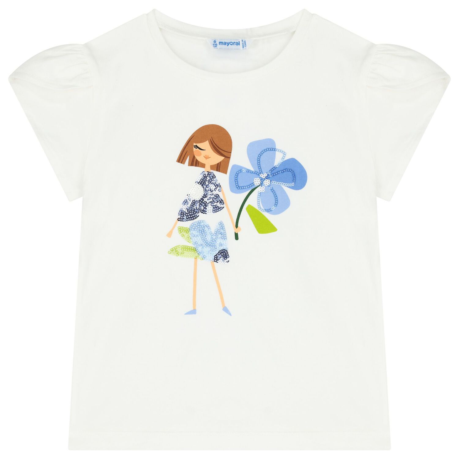 Girls Ivory & Blue Tulle Skirt Set, 1, hi-res image number null