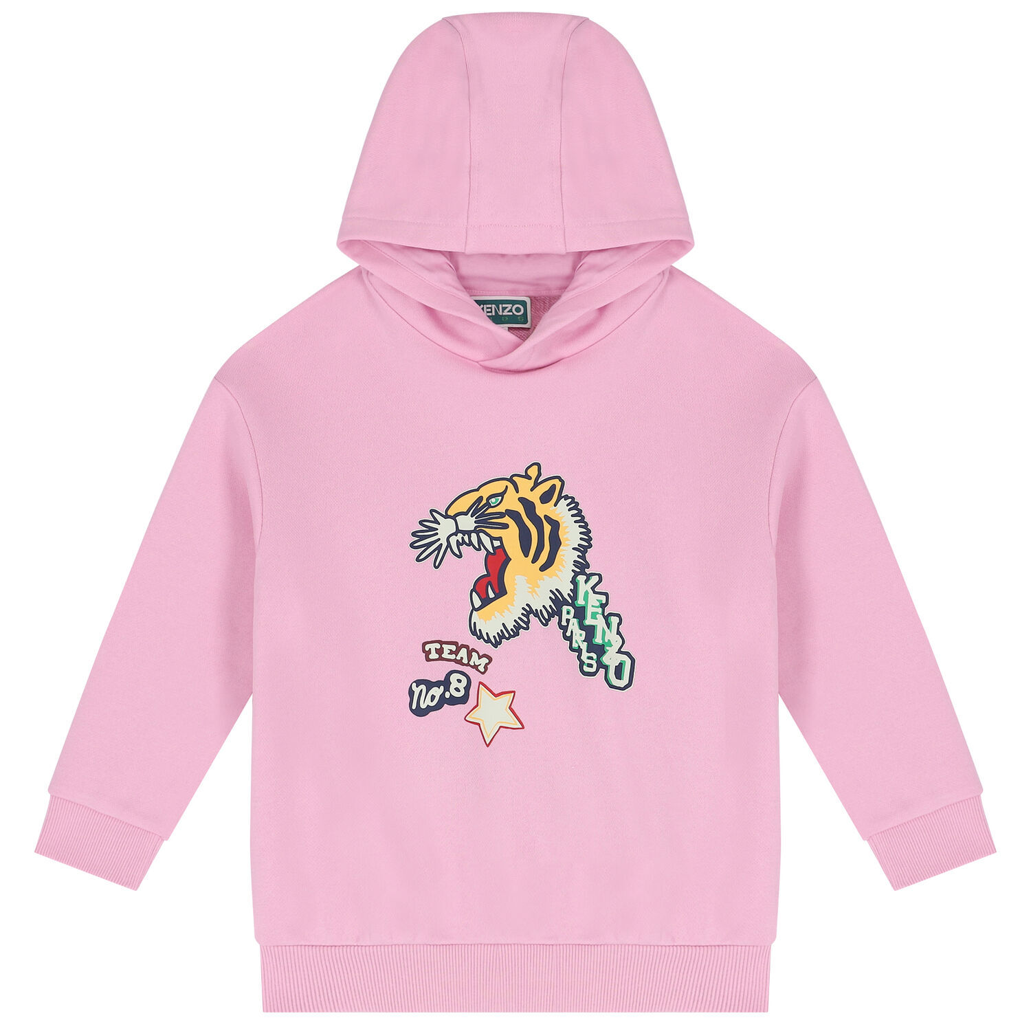 Girls Pink Varsity Tiger Hooded Top, 1, hi-res