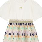Girls Ivory Logo Floral Dress, 1, hi-res