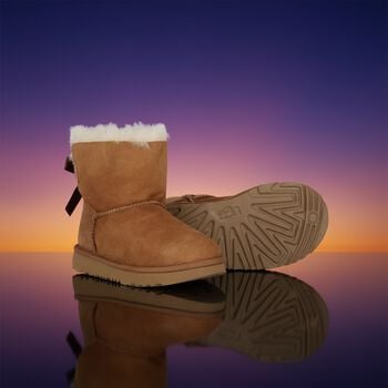 Girls Chestnut Brown Mini Bailey Bow II Suede Boots