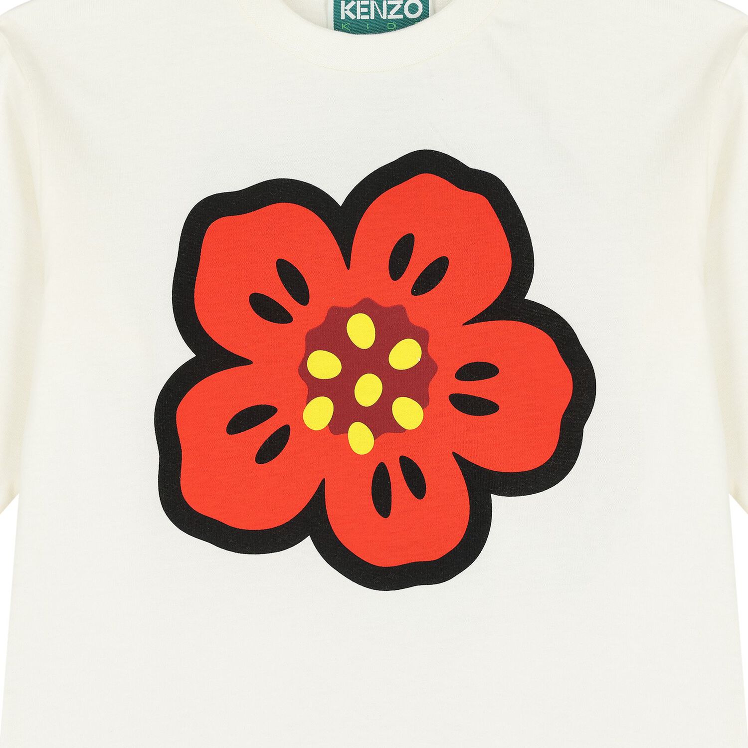 Younger Girls Ivory Boke Flower Long Sleeve Top, 1, hi-res