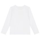 Girls White Bow Long Sleeve Top, 1, hi-res