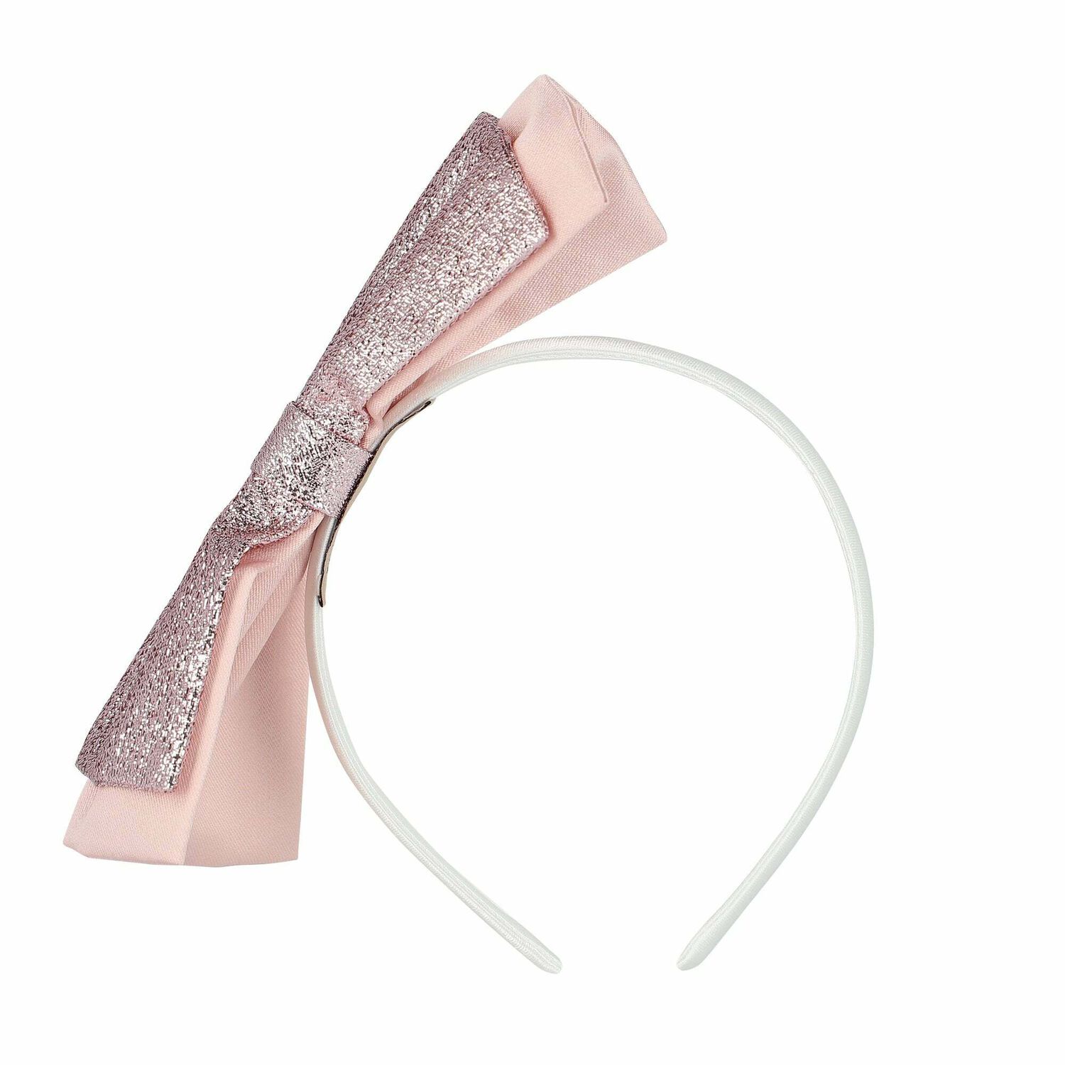 Girls Rose-Gold & White Bow Headband, 1, hi-res image number null