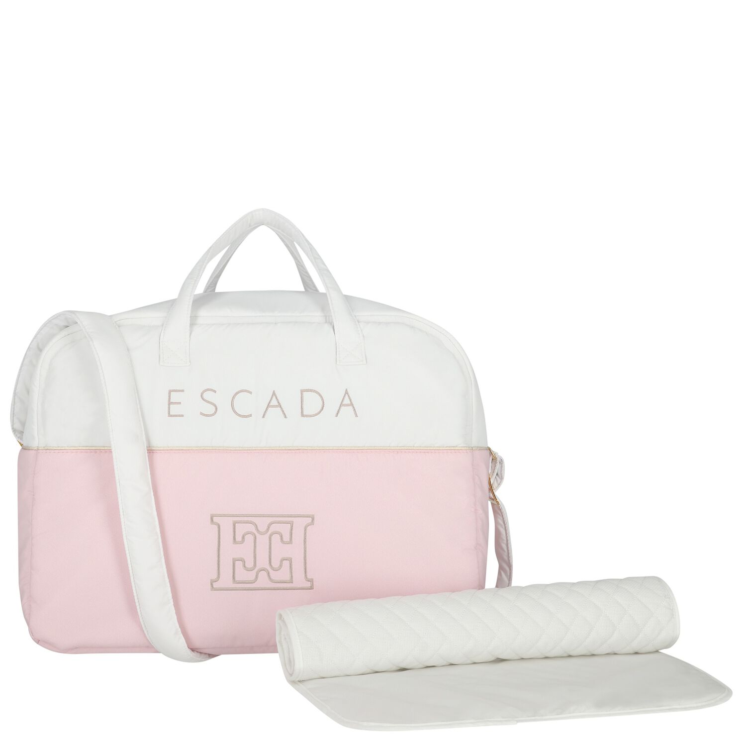 Baby Girls White & Pink Logo Changing Bag, 2, hi-res