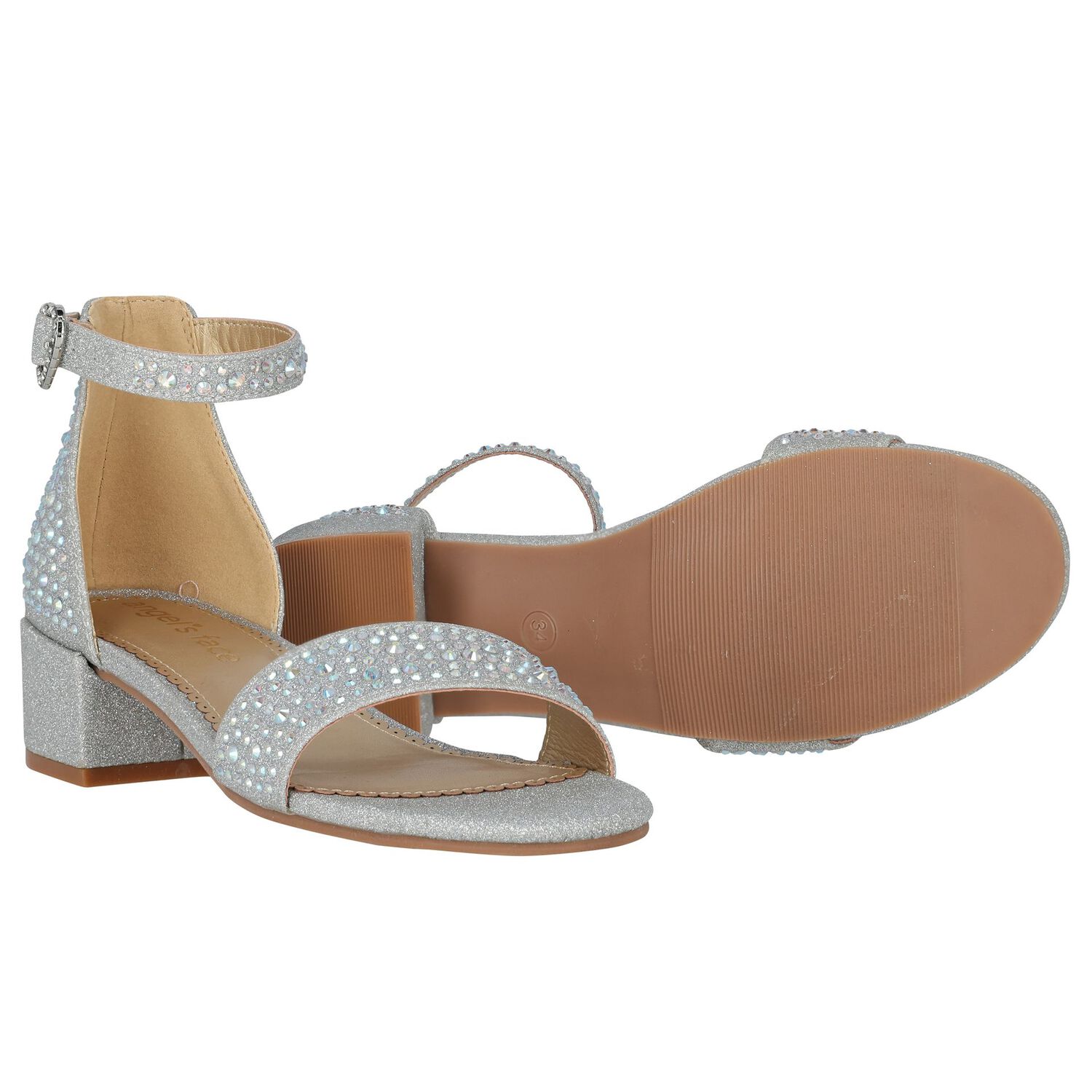 Girls Silver Embellished Sandals, 2, hi-res image number null