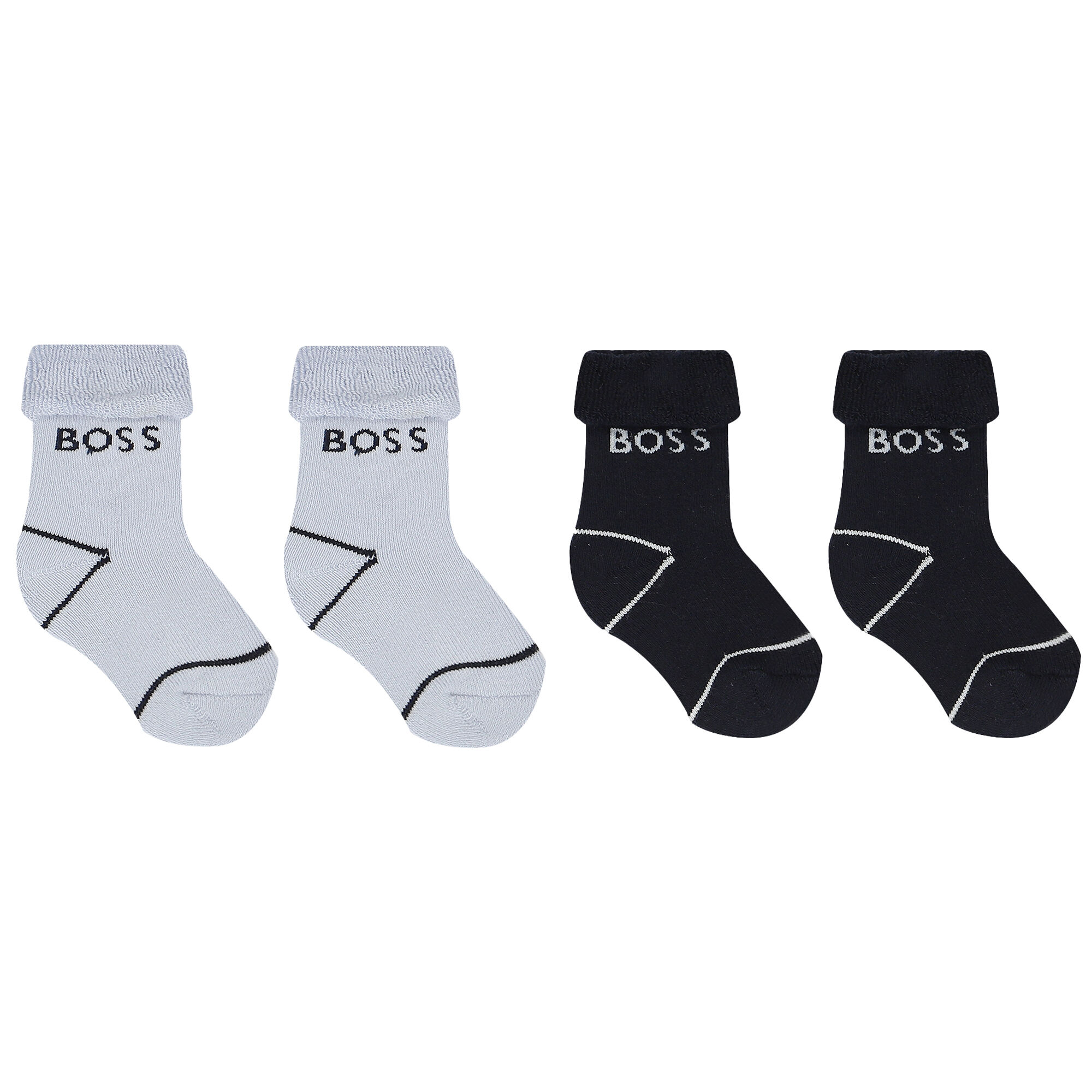 BOSS Baby Boys Blue Navy Blue Logo Socks 2 Pack Junior