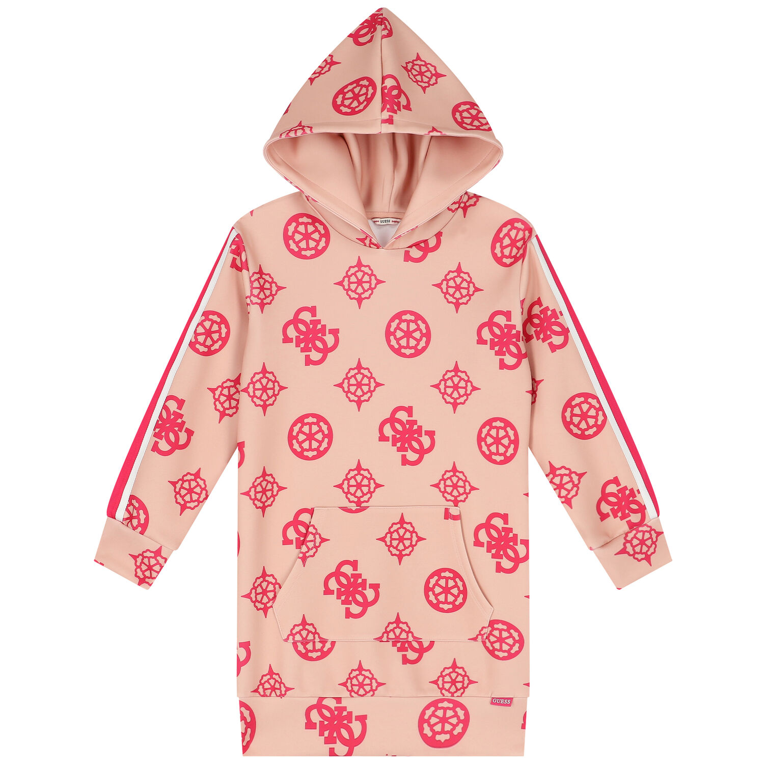 Girls Pink Logo Hooded Dress, 2, hi-res image number null