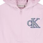 Girls Pink Logo Hooded Zip Up Top, 2, hi-res